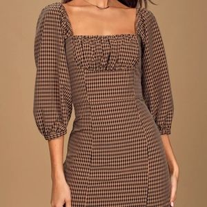 Capulet Cambria Brown Gingham Puff Sleeve Dress